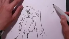 Afspelen Sexy MILF in erotische schets geeft een pijpbeurt met grote tieten in actie