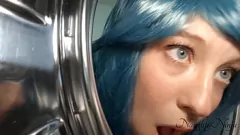 Jouer MILF courbée coincée dans la machine à laver tout en montant une grosse bite